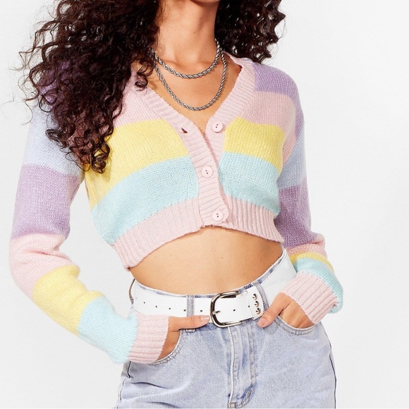 Nasty Gal Sweaters - Nasty Gap striped cropped cardigan, large